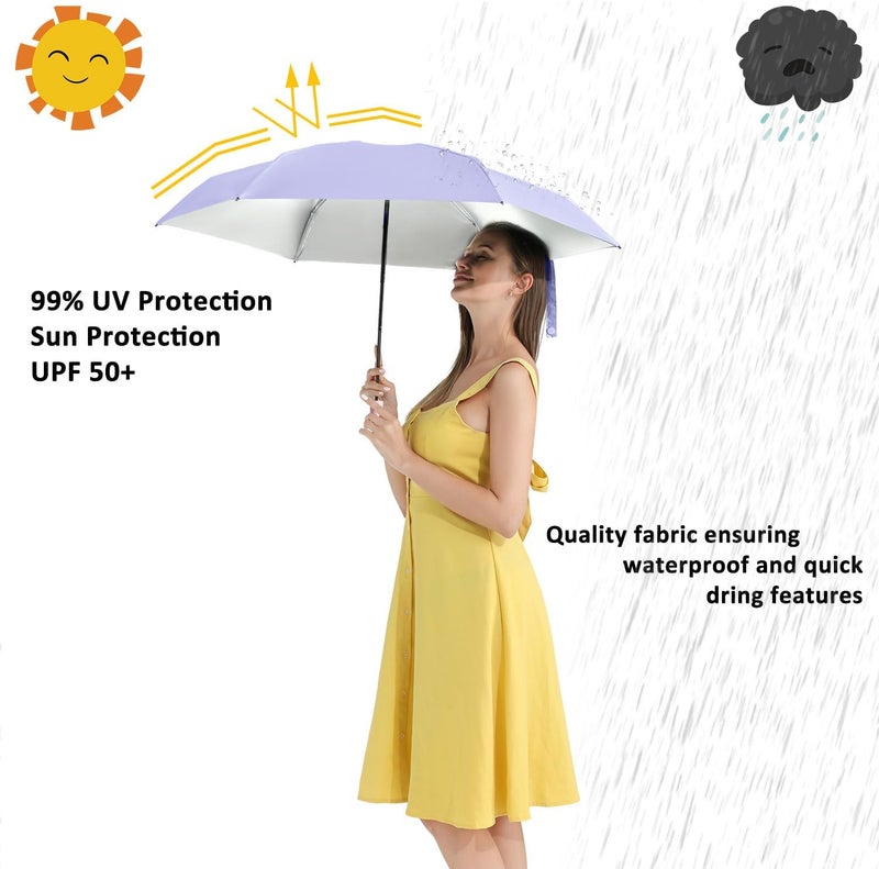BAODINI Travel Essentials Mini Umbrella for Purse With Case Small Compact UV Sun Protection Lightweight Tiny Pocket Manual Open Close Umbrella for Women Kids and Men Fits Purse Backpack - Image 2